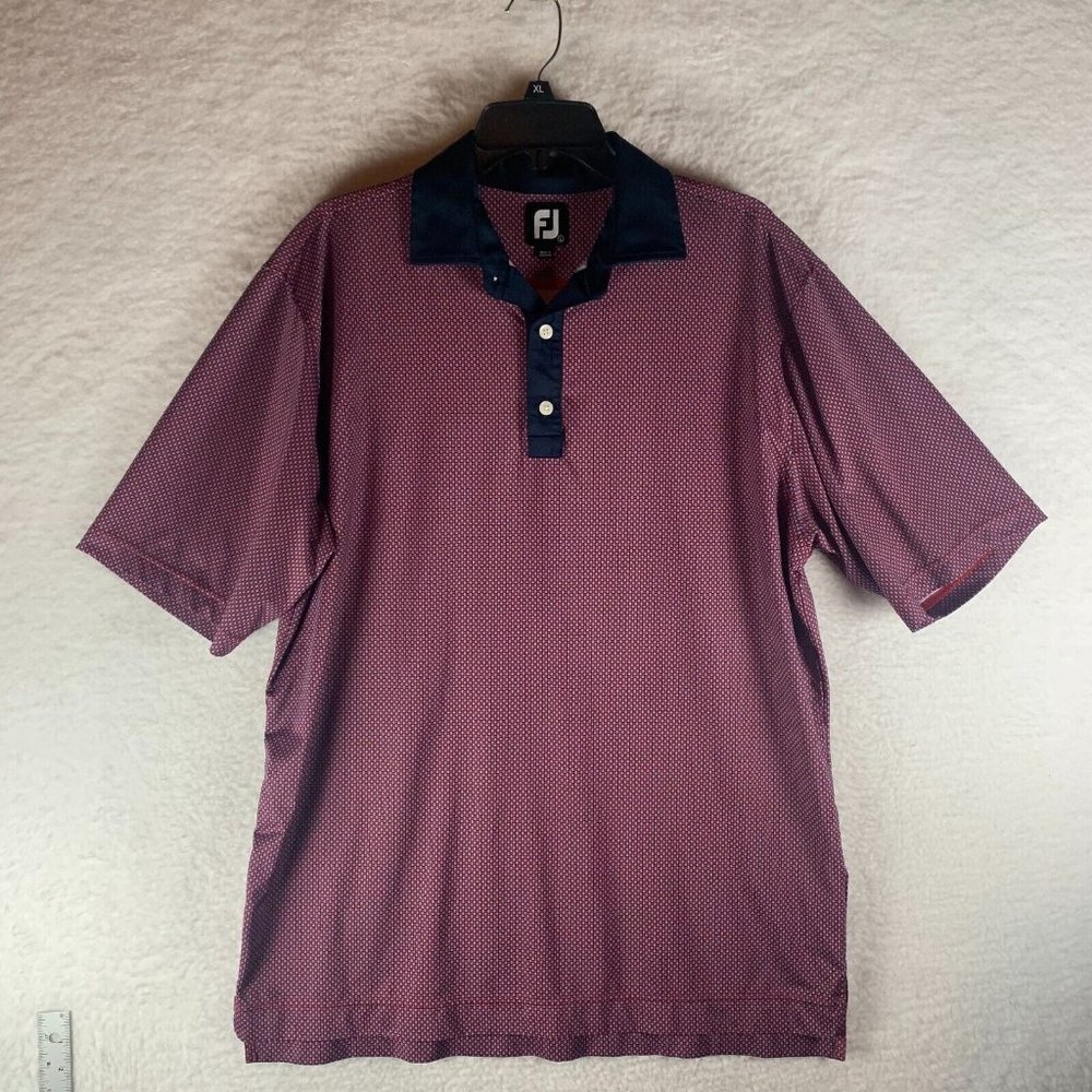 Foot Joy Men’s Short Sleeve Diamond Pattern Maroon Polo Golf Shirt‎ Size L 8902